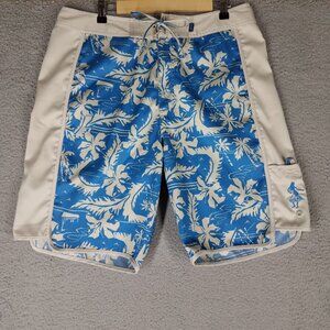 Speedo Board Shorts Adult 36 Blue White Swim Hawaiian Beach Summer Casual Men's